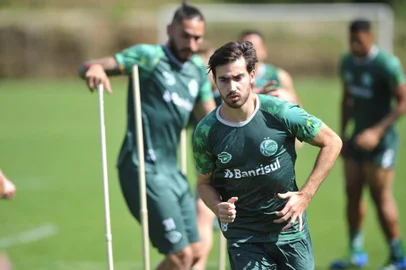  CAXIAS DO SUL, RS, BRASIL, 08/02/2019. Treino do Juventude que encara o Internacional neste domingo pelo campeonato gaúcho. Na foto, volante Ancheta. (Porthus Junior/Agência RBS)Indexador:                                 