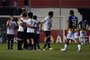 Paraguays Libertad player Oscar Cardozo (2-L) celebrates with teammates after scoring a goal against Bolivias The Strongest during a Copa Libertadores football match at Nicolas Leoz stadium in Asuncion, on February 13, 2019. (Photo by NORBERTO DUARTE / AFP)