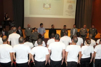 Aula inaugural da primeira turma de Guardas Municipais de Bento Gonçalves.