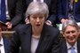  A video grab from footage broadcast by the UK Parliament's Parliamentary Recording Unit (PRU) shows Britain's Prime Minister Theresa May as she speaks during the weekly Prime Minister's Questions (PMQs) in the House of Commons in London on March 6, 2019. (Photo by - / PRU / AFP) / RESTRICTED TO EDITORIAL USE - MANDATORY CREDIT " AFP PHOTO / PRU " - NO USE FOR ENTERTAINMENT, SATIRICAL, MARKETING OR ADVERTISING CAMPAIGNSEditoria: POLLocal: LondonIndexador: -Secao: politics (general)Fonte: PRUFotógrafo: STR