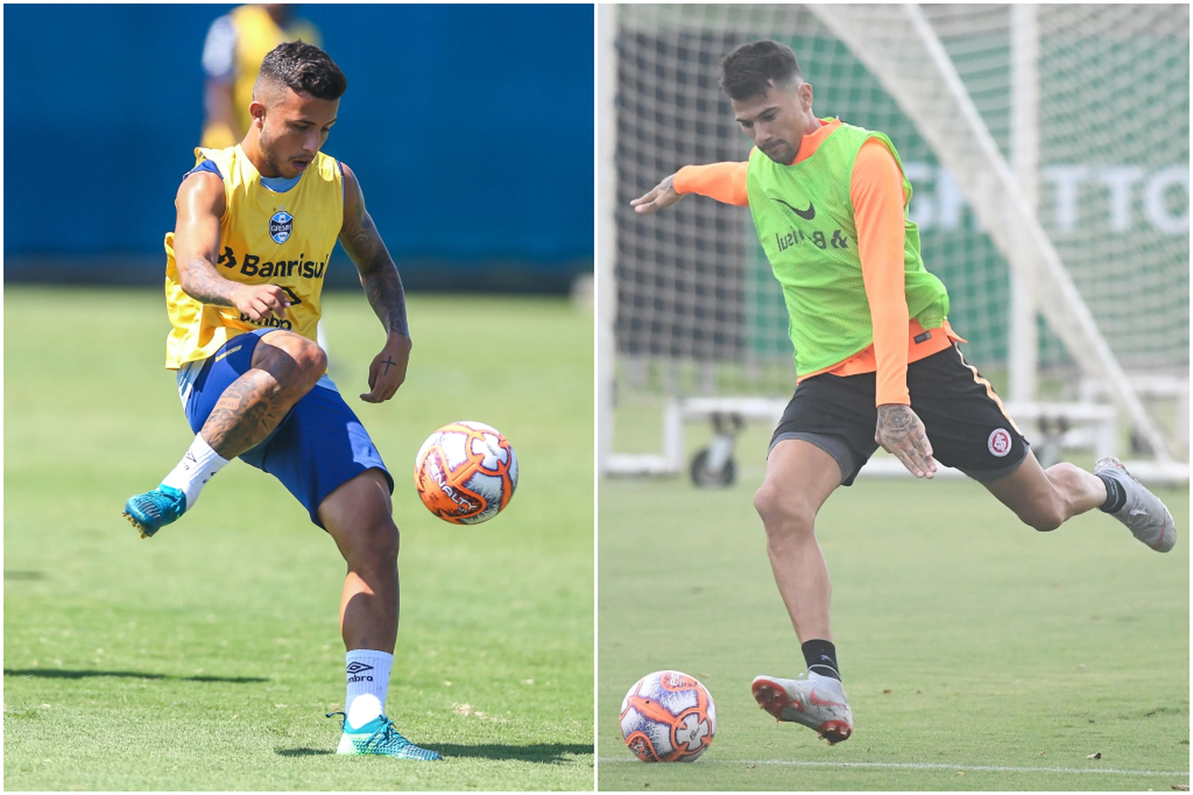 Montagem sobre fotos de divulgação/Lucas Uebel, Grêmio e Ricardo Duarte, Inter