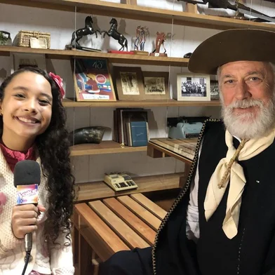 MARAU (RS): Luiza Barbosa e Mano Lima - Luiza, que também recebeu homenagem, gravou uma reportagem para o Jornal do Almoço, em que conta os bastidores da festa como repórter mirim do programa. 