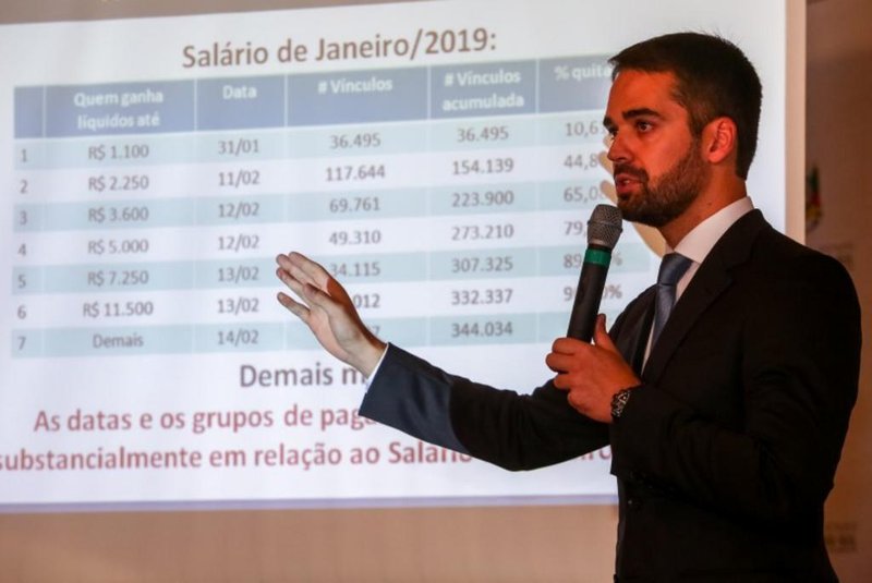 Eduardo Leite anuncia calendário de pagamento dos salários do funcionalismo. Foto: Gustavo Mansur/Palácio Piratini/Divulgação