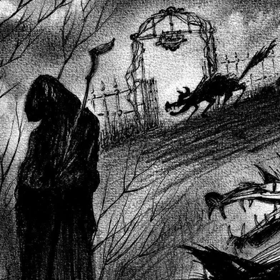 Ilustração de Ernani Carraro que estará no livro O Hedeiro da Sepultura.