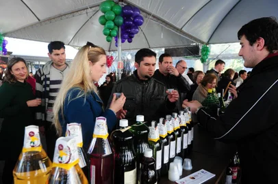  CAXIAS DO SUL, RS, BRASIL (01/06/2014) Feira do Vinho em Caxias do Sul. Feira do Vinho, edição 2014, realizada na Praça Dante Alighieri. Consumidores degustam  e compram vinhos e sucos produzidos por vinícolas locais. (Roni Rigon/Pioneiro)