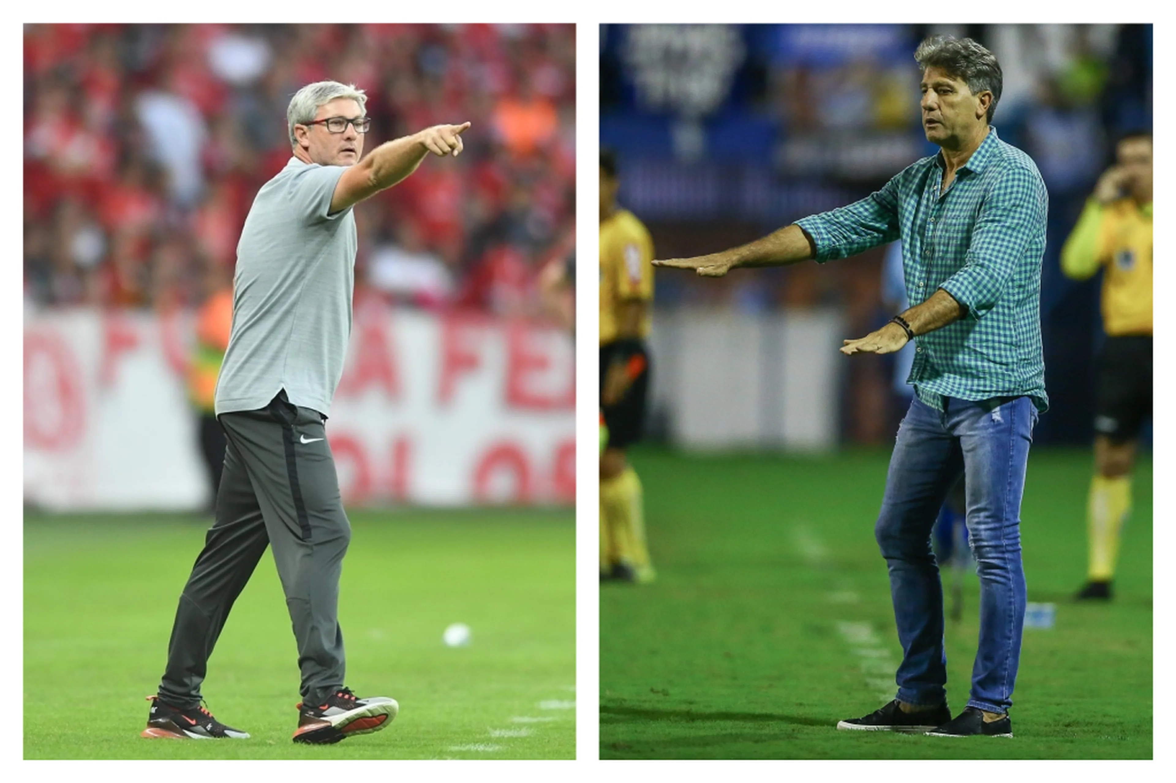 Montagem sobre fotos/Ricardo Duarte/Inter, Divulgação e Lucas Uebel/Grêmio, Divulgação