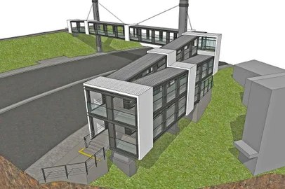 Maquete da futura passarela para pedestres no acesso ao bairro Planalto, na BR-116.