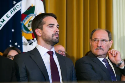  PORTO ALEGRE, RS, BRASIL, 01/01/2019 - Leite e Sartori. Posse de Eduardo Leite no Palácio Piratini. (FOTOGRAFO: ANDRÉA GRAIZ / AGENCIA RBS)Indexador: Anderson Fetter