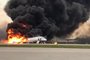 This handout picture taken and realeased on May 5, 2019, by the Investigative Committee of Russia shows a fire of a Russian-made Superjet-100 at Sheremetyevo airport outside Moscow. - The Interfax agency reported that the plane, a Russian-made Superjet-100, had just taken off from Sheremetyevo airport on a domestic route when the crew issued a distress signal. At least one person is died according to Russian agencies. (Photo by HO / RUSSIAN INVESTIGATIVE COMMITTEE / AFP) / RESTRICTED TO EDITORIAL USE - MANDATORY CREDIT AFP PHOTO / RUSSIAN INVESTIGATIVE COMMITTEE - NO MARKETING NO ADVERTISING CAMPAIGNS - DISTRIBUTED AS A SERVICE TO CLIENTS