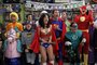 &quot;The Justice League Recombination&quot; -- The guys find a &quot;super&quot; use for Pennys new boyfriend, Zack, when they enter a costume contest as the Justice League, on THE BIG BANG THEORY, Thursday, Dec. 16 (8:00-8:31 PM, ET/PT) on the CBS Television Network.  Pictured (left to right):  Kunal Nayyar (with seahorse), Simon Helberg, Kaley Cuoco, Brian Thomas Smith, Johnny Galecki and Jim Parsons.costumes courtesy DC ComicsPhoto: Cliff Lipson/CBS &copy;2010 Broadcasting Inc. All Rights Reserved