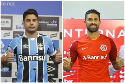 Henrique Almeida e Tréllez em suas apresentações no Grêmio e Inter