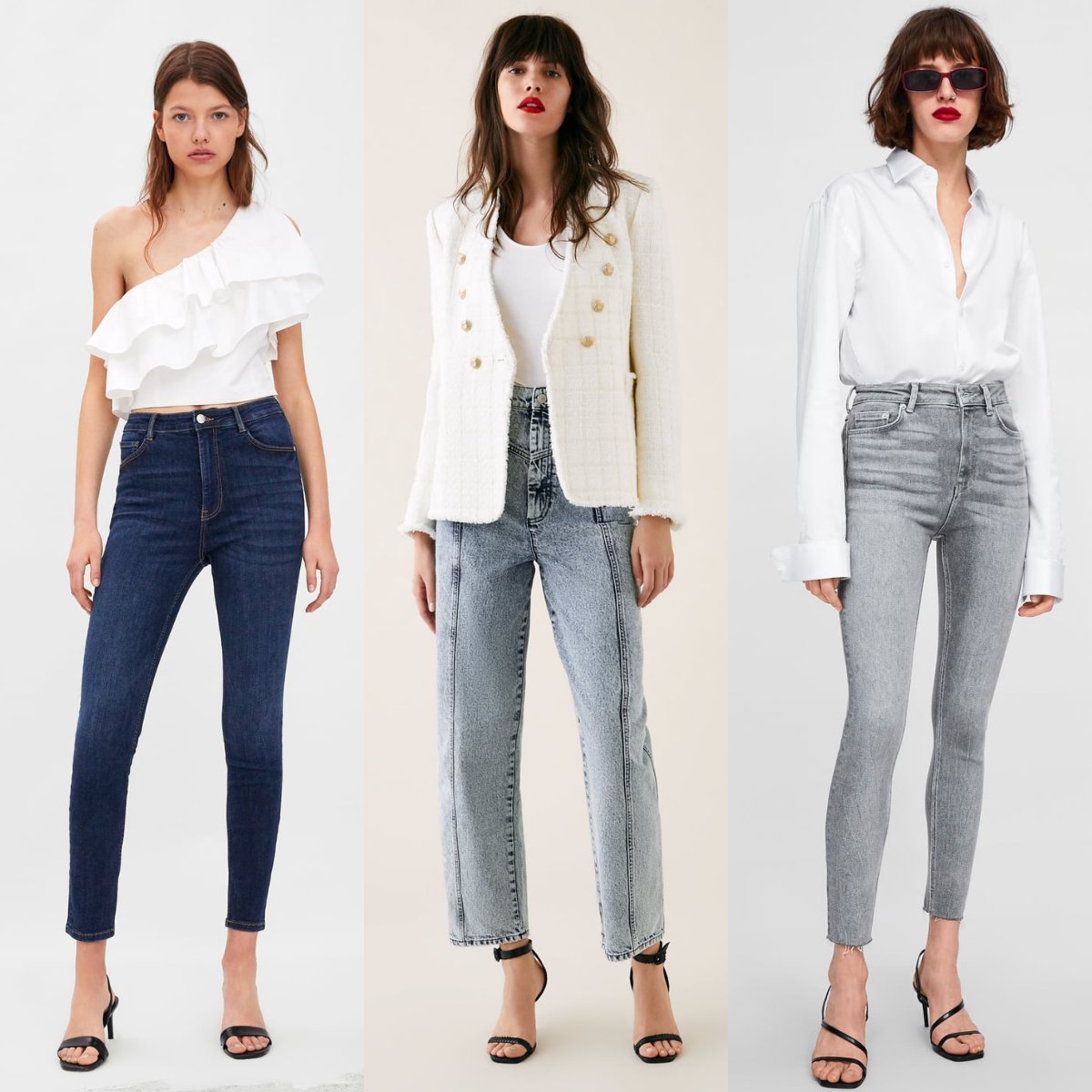 calça jeans cintura alta zara