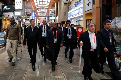 Presidente da República, Jair Bolsonaro, durante durante passeio pela cidade de Osaka.
