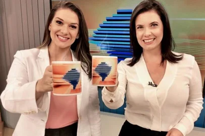Simone Lazzari (D) e Brunna Colossi, da previsão do tempo.