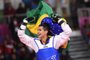 Lima, Sunday July 28, 2019 - Edival Marques from Brasil, celebrates after winning the MenÂ´s Under 68kg  of 8 Taekwondo competition at the Villa Deportiva Regional del Callao at the Pan American Games Lima 2019.Copyright Juan Carlos Guzman / Lima 2019Mandatory credits: Lima 2019** NO SALES ** NO ARCHIVES **