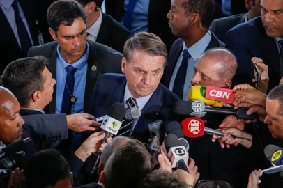 Data: 30/07/2019Cerimônia de troca da Grande Guarda Presidencial. Presidente da República, Jair Bolsonaro, durante entrevista coletiva.