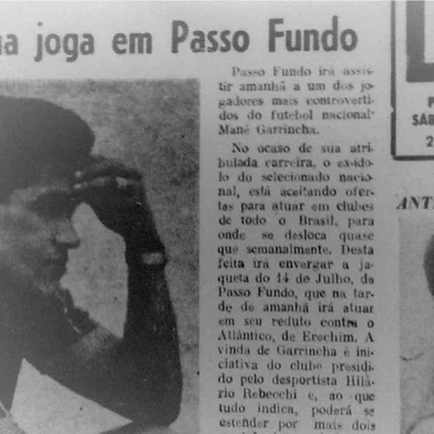 Reprodução Diário de Notícias, Garrincha no RS para o caderno DOC