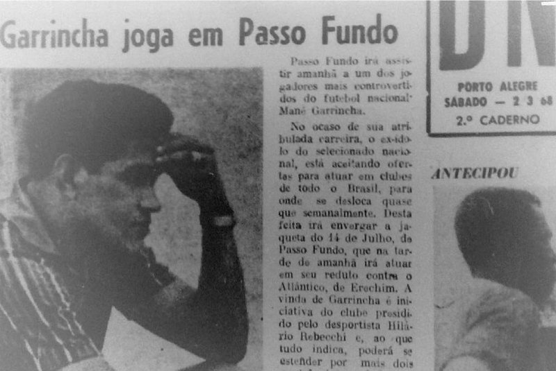 Reprodução Diário de Notícias, Garrincha no RS para o caderno DOC