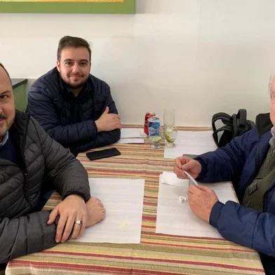 Ex-vice-prefeito Ricardo Fabris ingressa no Patritota. Ao lado do presidente estadual, Rubens Rebes, manteve contato com o presidente do PP, Ricardo Golin, para as eleições municipais