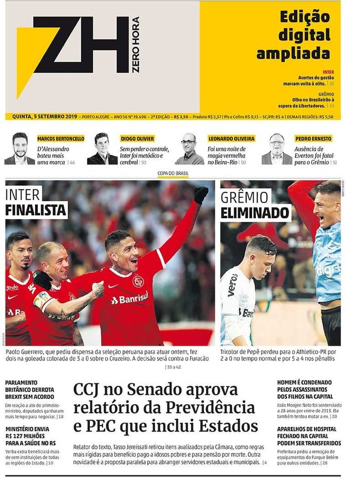 Zero Hora tem versão digital ampliada com a repercussão dos resultados