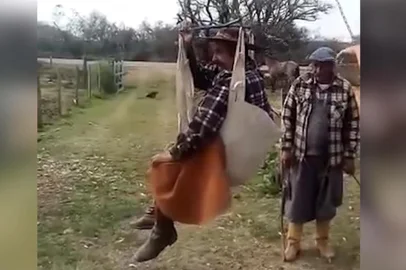 ALEGRETE (RS): Sem poder caminhar desde que sofreu lesão na medula, há cinco anos, o capataz Aridiné Macedo, 53, de Alegrete, contou com a solidariedade de amigos e da própria criatividade para voltar andar a cavalo. Foi ele quem criou uma espécie de guindaste para erguê-lo da cadeira de rodas e colocá-lo no lombo do animal.