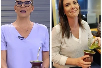 Daniela Ungaretti e Simone Lazzari adotam o chimarrão ao vivo no Bom Dia Rio Grande.