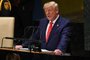 O presidente dos Estados Unidos, Donald Trump, discursa durante a abertura da Assembleia Geral da ONU em 2019, em Nova Iorque