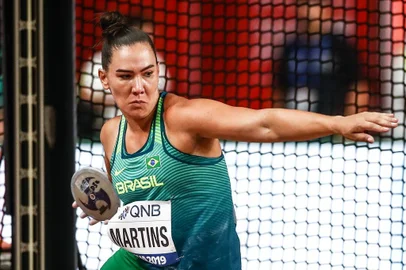 DOHA (Catar), 2/10/2019: a atleta gaúcha Fernanda Borges avança para a final do lançamento do disco no Mundial de atletismo.