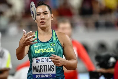 DOHA (Catar), 2/10/2019: a atleta gaúcha Fernanda Borges avança para a final do lançamento do disco no Mundial de atletismo.