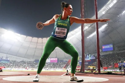 DOHA (Catar), 4/10/2019: com a marca de 62m44cm, a atleta gaúcha Fernanda Borges termina em sexto lugar do lançamento do disco no Mundial de atletismo.