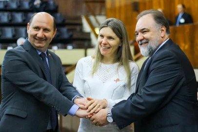 Deputados estaduais Elton Weber, Fran Somensi e Carlos Búrigo