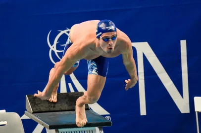 NÁPOLES (ITA), 9/7/2019: O nadador Luiz Gustavo Borges, filho do medalhista olímpico Gustavo Borges, compete nos 50m livre na Universíade.