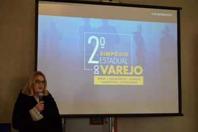 Presidente do Sindilojas Caxias, Idalice Manchini durante lançamento da programação do Simpósio, em agosto