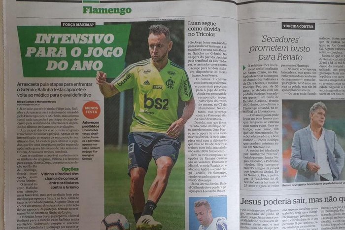 Faro De Gol De Bruno Henrique E Blefes De Jorge Jesus Jornais Do Rio Cogitam Surpresas No Flamengo Contra O Gremio Gzh