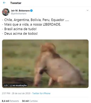Twitter @jairbolsonaro / Reprodução Twitter @jairbolsonaro / Reprodução