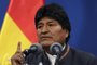Bolivia's President Evo Morales delivers a press conference in La Paz on October 31, 2019. - A technical mission from the Organization of American States (OAS) began on Thursday its audit of the disputed Bolivian presidential election that delivered Evo Morales a fourth term but sparked deadly riots. (Photo by JORGE BERNAL / AFP)