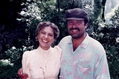 Patrícia Pillar e Fábio Barreto nas gravações de  O Quatrilho