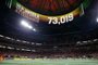 ATLANTA, GA - DECEMBER 08: A view of Mercedes-Benz Stadium as they announce a new United and MLS attendance record of 73,019 in the second half of the 2018 MLS Cup between Atlanta United and the Portland Timbers on December 8, 2018 in Atlanta, Georgia.   Kevin C. Cox/Getty Images/AFP
