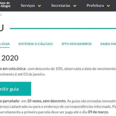 Prefeitura de Porto Alegre lança site para consulta e impressão de guias do IPTU de 2020