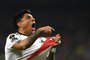  River Plate's Enzo Perez celebrate after winning the second leg match of the all-Argentine Copa Libertadores final against Boca Juniors, at the Santiago Bernabeu stadium in Madrid, on December 9, 2018. - River Plate came from behind to beat bitter Argentine rivals Boca Juniors 3-1 in extra time. (Photo by Gabriel BOUYS / AFP)Editoria: SPOLocal: MadridIndexador: GABRIEL BOUYSSecao: soccerFonte: AFPFotógrafo: STF