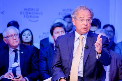  Paulo Guedes, Minister of Economy of Brazil, speaking at the ¿Shaping the Future of Advanced Manufacturing¿ at the World Economic Forum Annual Meeting 2020 in Davos-Klosters, Switzerland, 20 January. Congress Centre - Aspen 2. Copyright by World Economic Forum/Christian ClavadetscherIndexador: Walter Duerst<!-- NICAID(14393787) -->