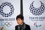 Tokyo Governor Yuriko Koike speaks to the media after the opening ceremony of the Ariake Arena, the venue for the volleyball and wheelchair basketball competitions at the upcoming Tokyo 2020 Olympic Games and Paralympic sports events, in Tokyo on February 2, 2020. (Photo by Behrouz MEHRI / AFP)<!-- NICAID(14406037) -->