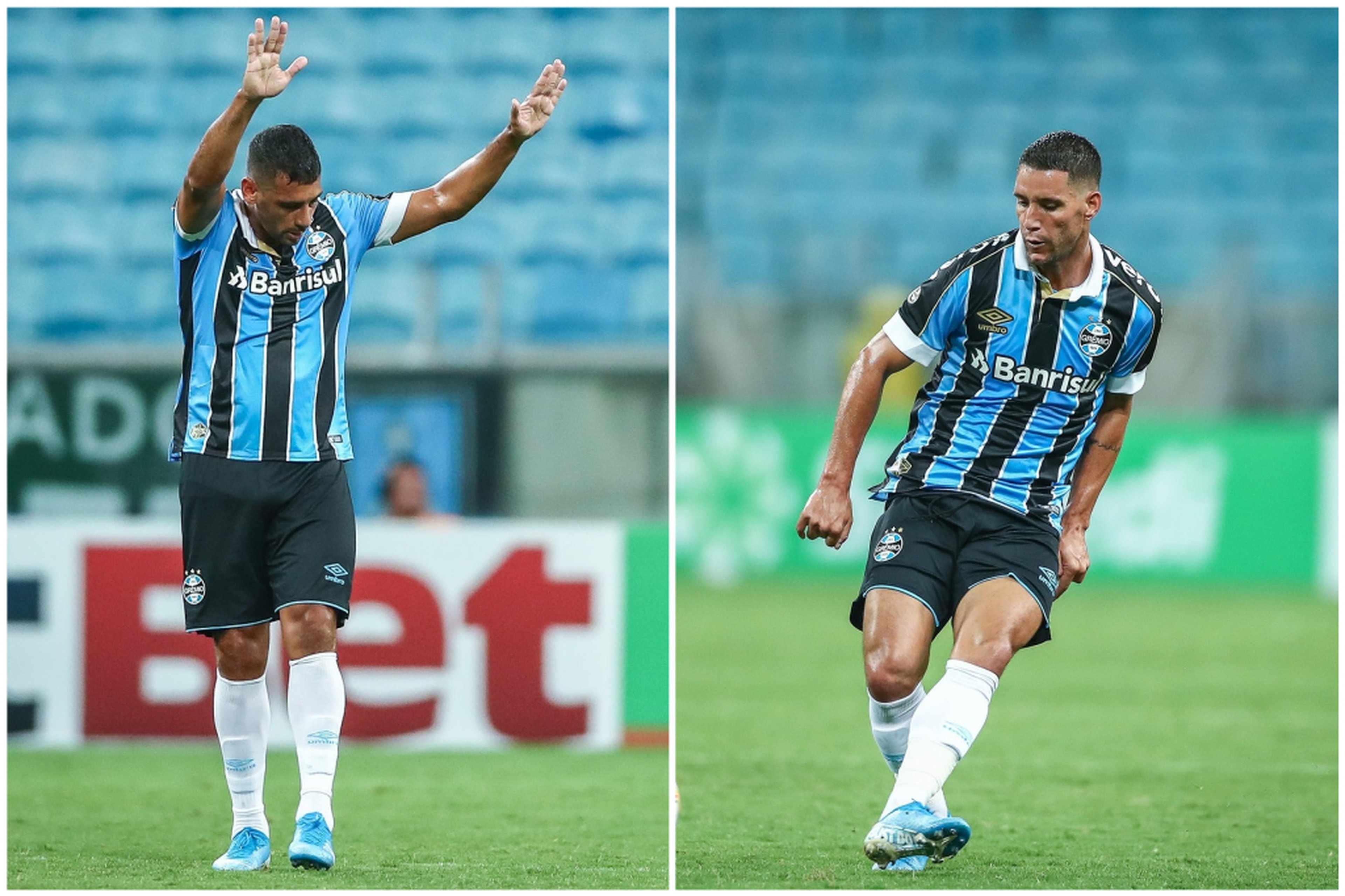 Montagem sobre fotos de Lucas Uebel/Divulgação Grêmio