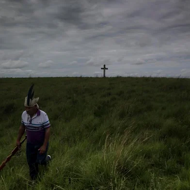SÃO GABRIEL, RS, BRASIL - 23.01.2020 - Matéria especial para o Caderno DOC sobre a batalha sangrenta em Caiboaté (interior de São Gabriel) e a morte do Índio Sepé Tiarajú. Na imagem: Cacique Natalino dos Santos, 74 anos. (Foto: Jefferson Botega/Agencia RBS)<!-- NICAID(14397791) -->