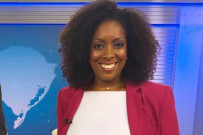 Fernanda Carvalho em sua estreia com Elói Zorzetto, no RBS Notícias.<!-- NICAID(14416562) -->