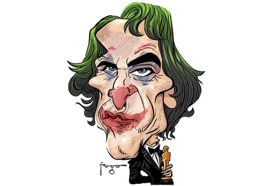 Charge de Joaquin Phoenix feita por Gilmar Fraga 