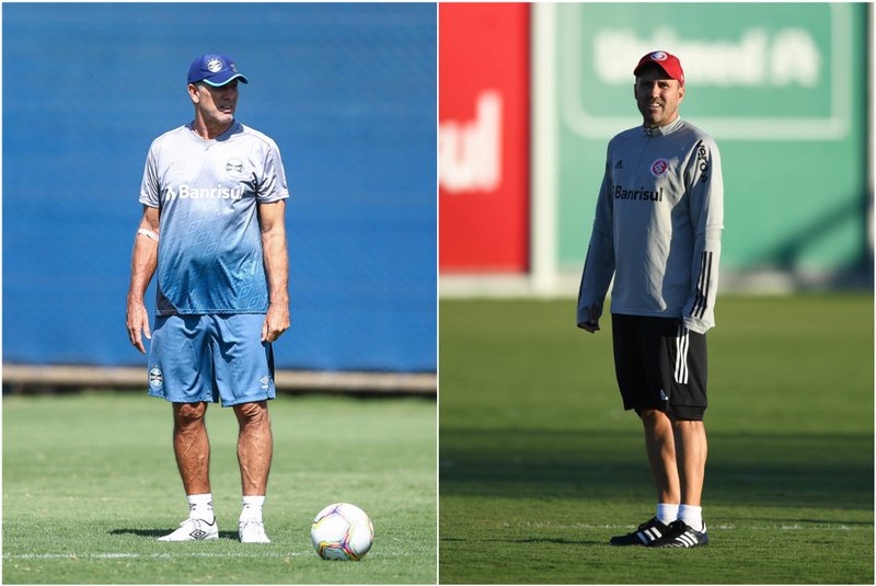 Renato Portaluppi, técnico do Grêmio, e Eduardo Coudet, treinador do Inter