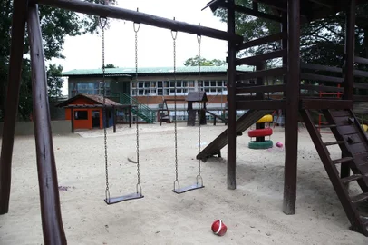  PORTO ALEGRE, RS, BRASIL - Escola João XXIII em Porto Alegre tem seus pátios e salas de aulas praticamente vazios nesta segunda feira 16 de março de 2020.<!-- NICAID(14453169) -->