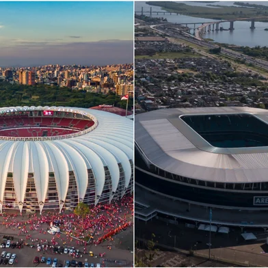 Beira-Rio, estádio do Inter, e Arena do Grêmio