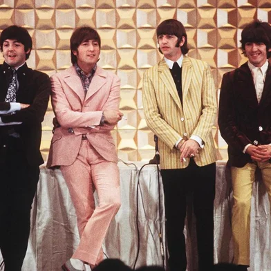  This photo taken on June 29, 1966 shows members of the British band The Beatles, (L to R) Paul McCartney, John Lennon, Ringo Starr and George Harrison, holding a press conference in Tokyo at the start of their tour. - A group of Japanese Beatles fans on October 30, 2018 have lost their bid to get police to hand over historic footage of the bands legendary 1966 Japan visit. (Photo by JIJI PRESS / JIJI PRESS / AFP) / Japan OUTEditoria: ACELocal: TokyoIndexador: JIJI PRESSSecao: musicFonte: JIJI PRESSFotógrafo: STR<!-- NICAID(14472663) -->